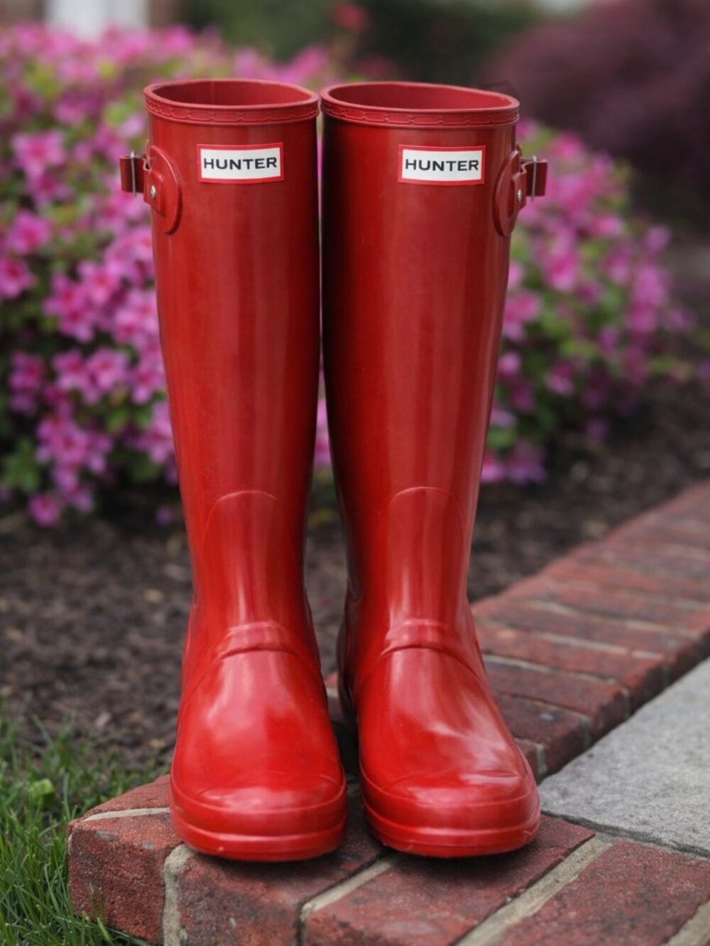 Hunter Original Tall Wellington Waterproof Rain Boots Military Red 9